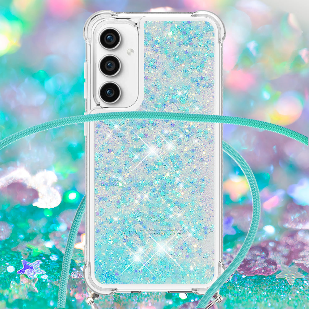 YB Quicksand Series-4 For Samsung Galaxy S23 FE TPU Phone Case Glitter Liquid Cover with Lanyard YB Quicksand Series-4 For Samsung Galaxy S23 FE TPU Phone Case Glitter Liquid Cover with Lanyard